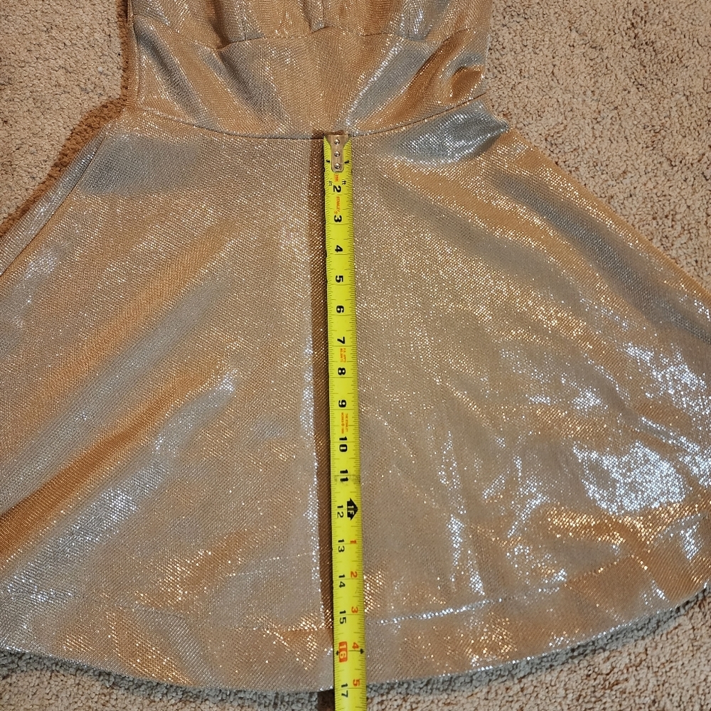 Teeze Me Macy'sGold Shimmer Fit &FlareDress Size 3/4 - Picture 9 of 16